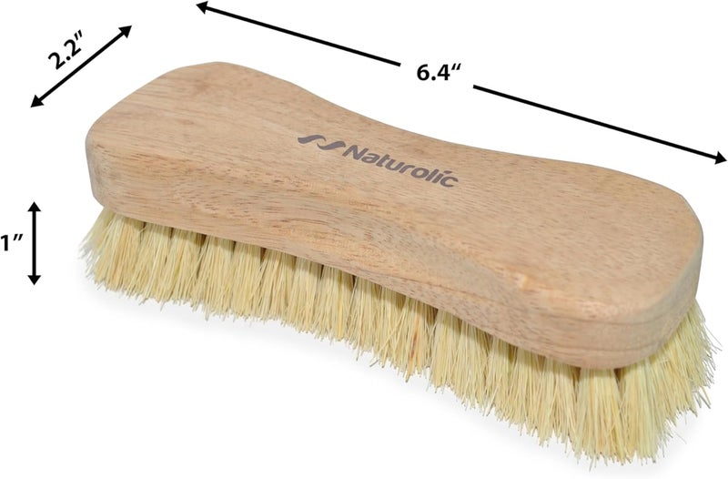 Naturolic All-Natural Wooden Scrub Brush Set | Eco-Friendly Cleaning Brush Set with Tampico Bristles | Floor Scrub Brush & Shower Scrubber for Bathroom, Tub, Kitchen & Carpet | Sustainable Set – Pack of 12 - Image 2